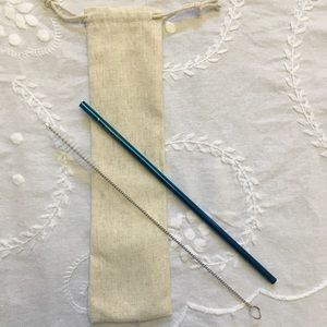 Reusable SS Metal Straw, Pouch & Brush